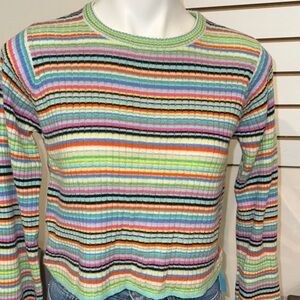 Autumn Cashmere Colorful Striped Knit Cashmere Sweater
